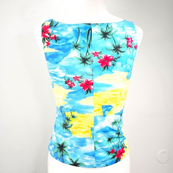 Vintage 80s Joule MAde in USA Hawaiian Beach Summer Paradise Tank Top - Picture 3 of 7